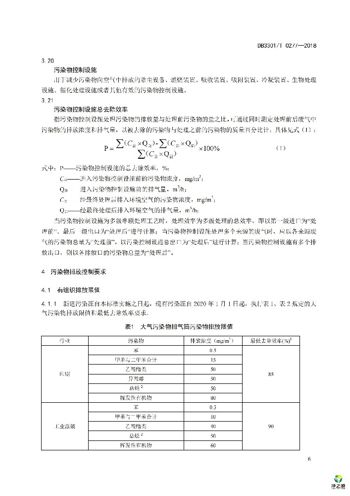 浙江省杭州市重點工業(yè)企業(yè)揮發(fā)性有機(jī)物排放標(biāo)準(zhǔn)DB3301T0277-2018